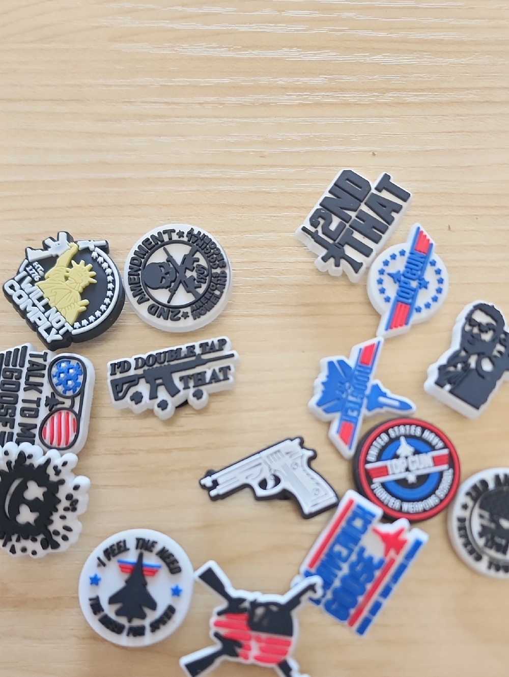 Assorted Tactical  PVC Charms - Patriotic & Gun Motifs 15 Total For Crocs